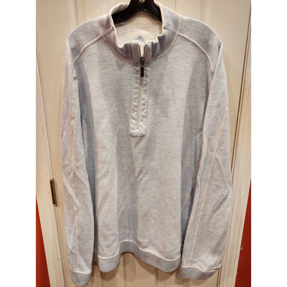 Tommy Bahama Reversible Mens 1/4 Zip Pullover 2XL Blue Sweater Heavy Outdoors